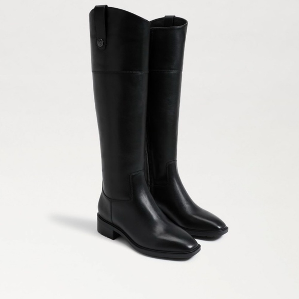 Sam Edelman Drina Tall Shaft Boots Black Women Zip, Square Toe Sz 7